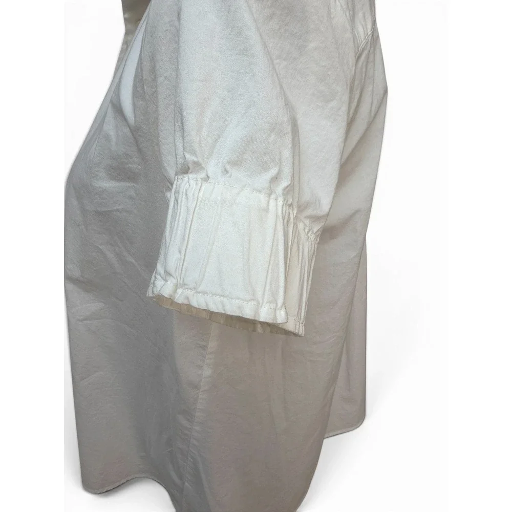 Burberry Button Up Shirt Womens M White Nova Check Heritage Classic Puff Sleeve - Picture 7 of 12